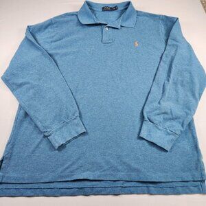 Polo Ralph Lauren XXL Mens Polo Shirt Blue Long Sleeve Cotton Pony
